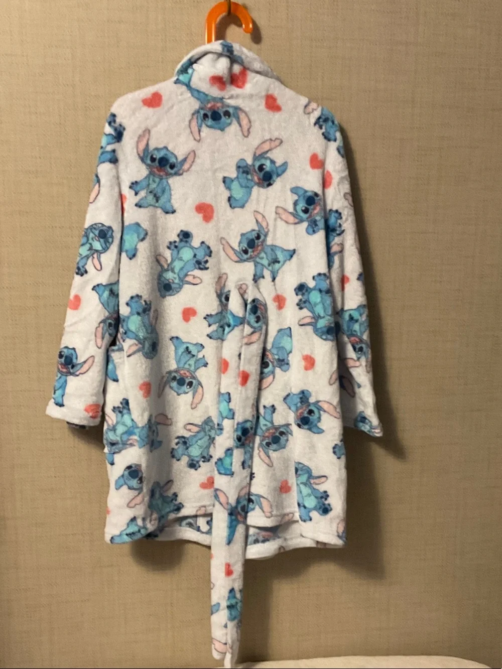 Kids Plush Robe with Blue Cartoon Print - White/Blue